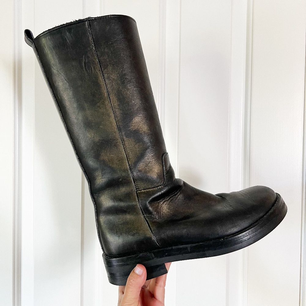 Ann Demeulemeester Metallic Tall Riding Boot